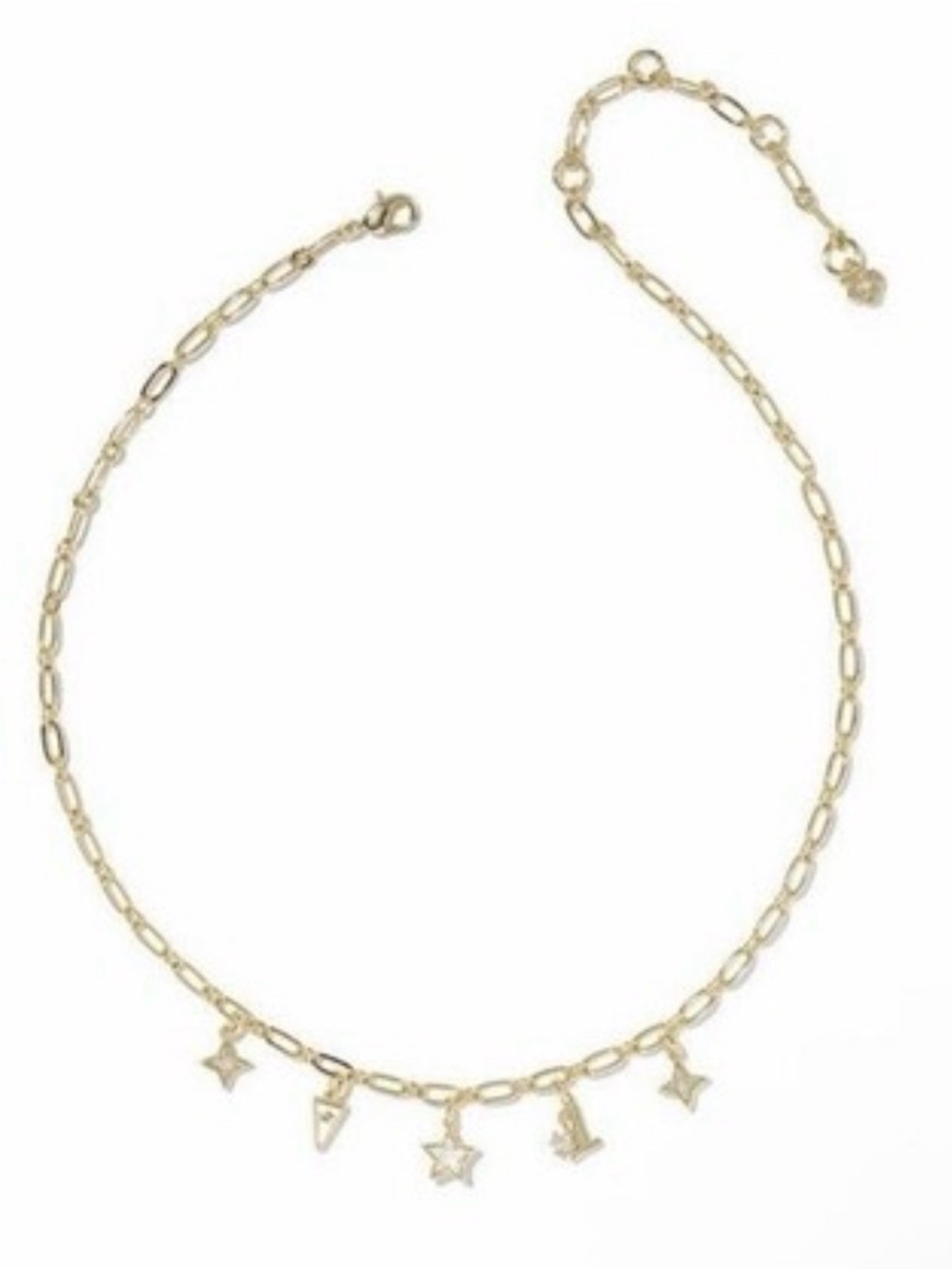 Kendra Scott Varsity Charm Necklace Gold White NWT